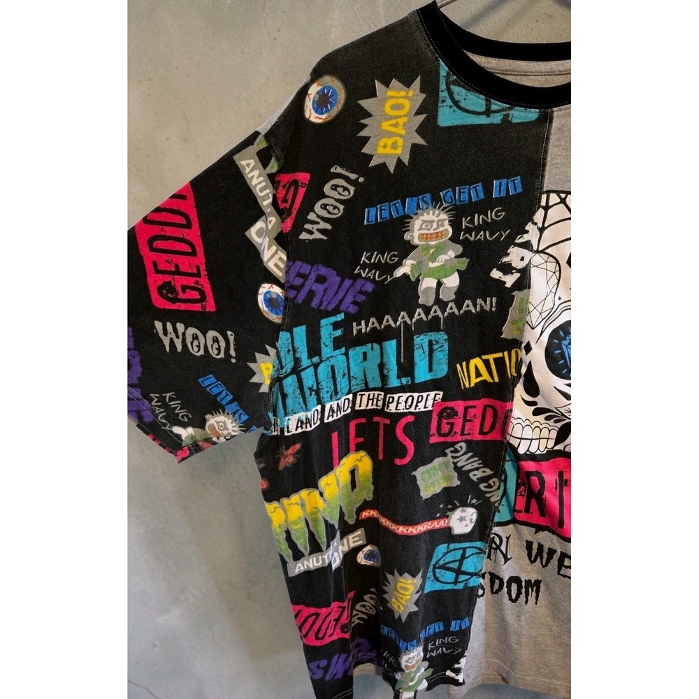 Parish Nation Skull Graphic Streetwear Shirt XL Graffiti Punk Split Tee Y2K - Picture 2 of 9
